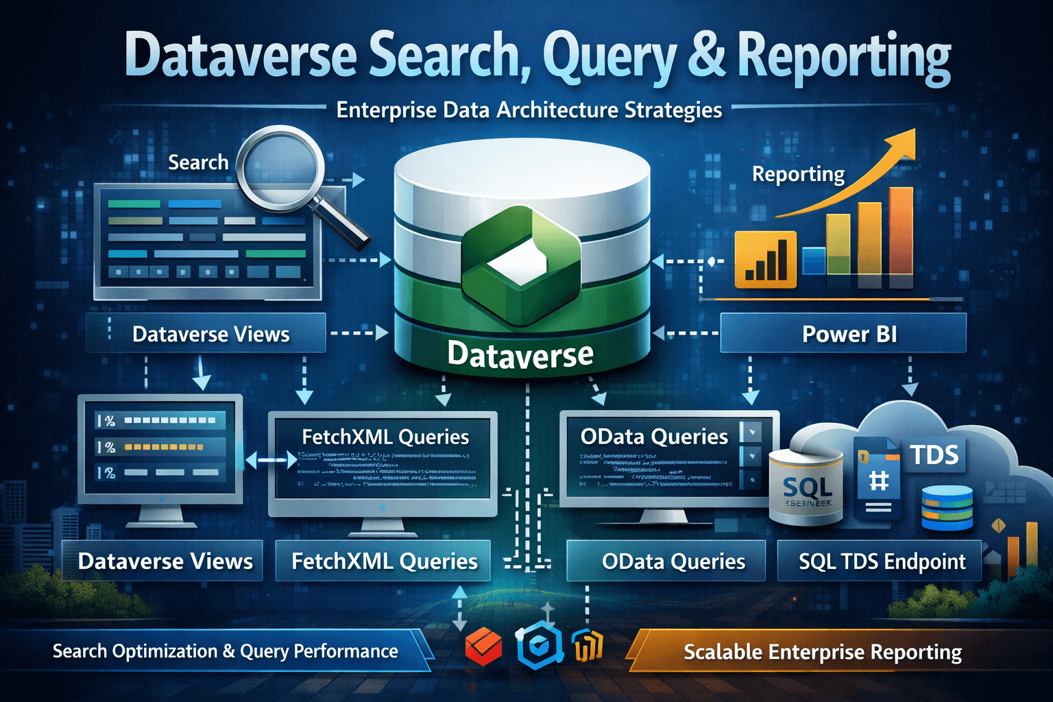 Dataverse search, query and reporting architecture layers
